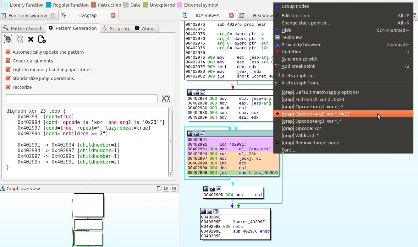 Create and match patterns directly from IDA